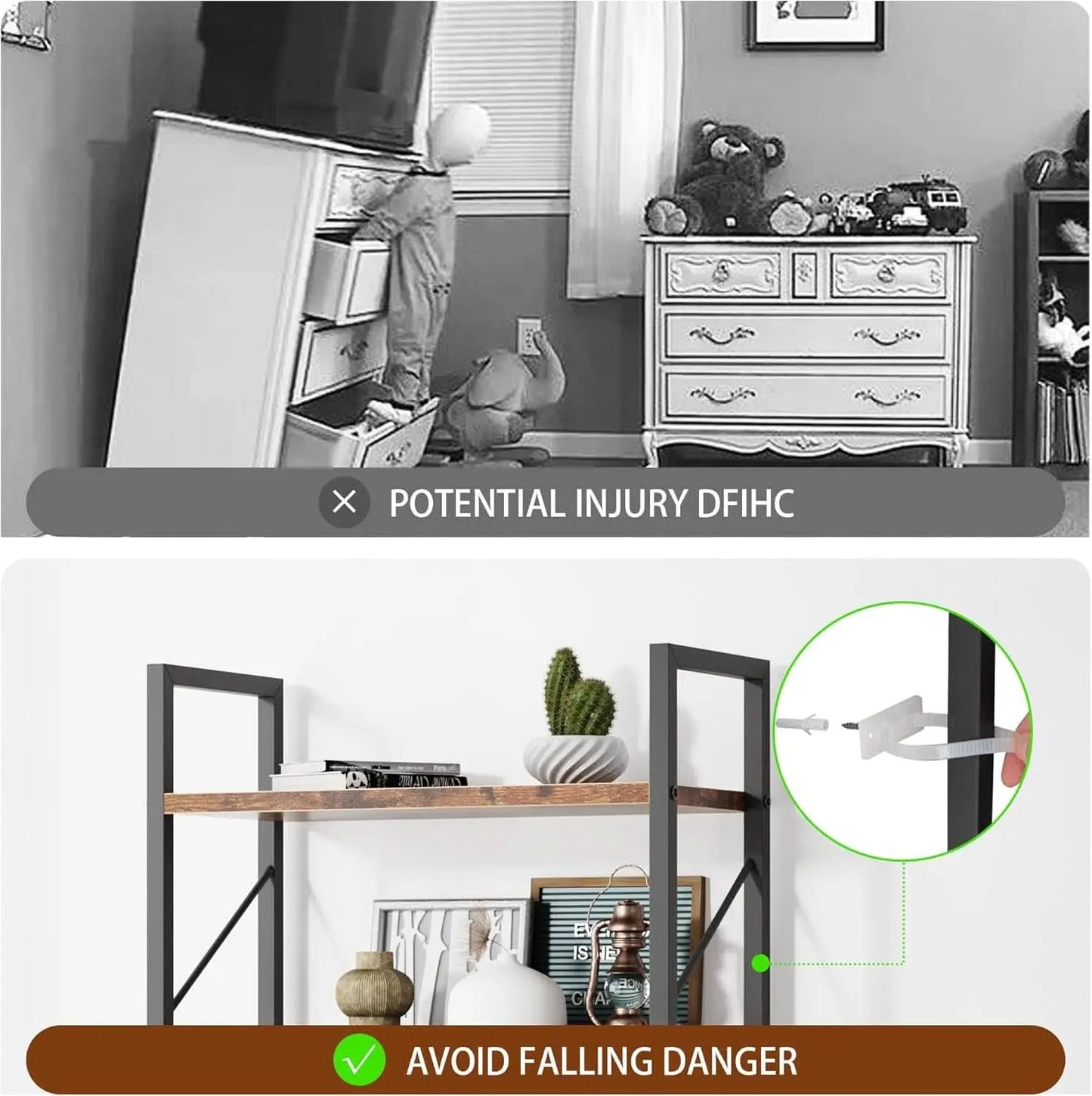 5 Tier Bookshelf Rustic Brown Tall Bookcase For Home Office from PriceLows™