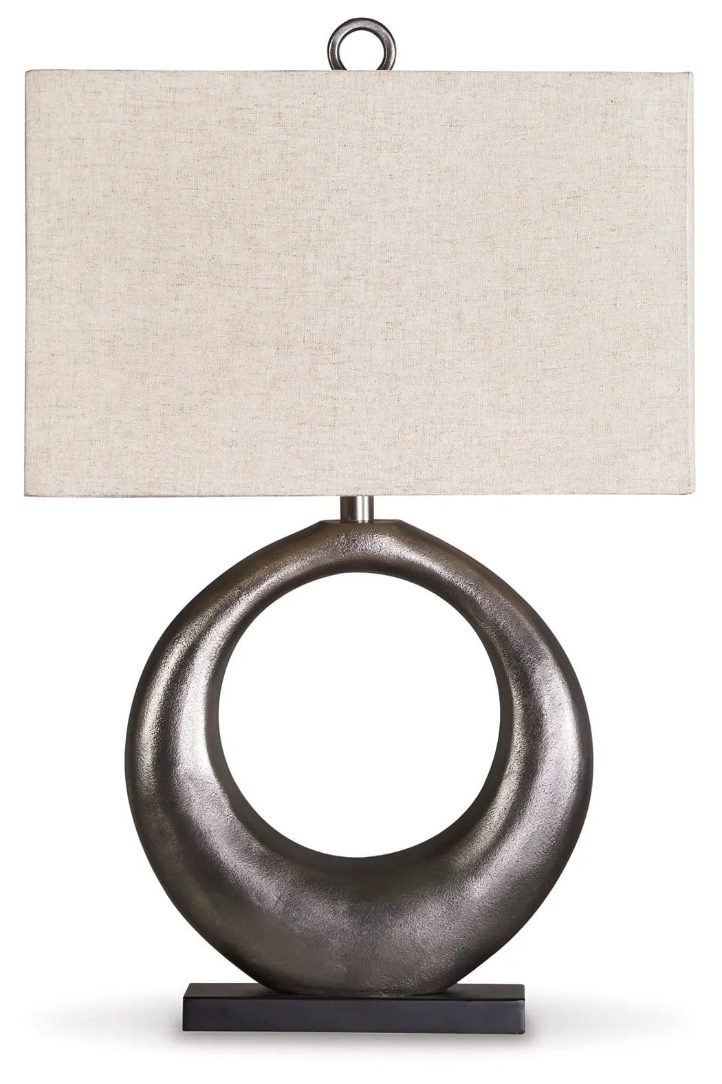 Saria Metal Table Lamp | 19 x 8.88 x 29 in | Fabric & Metal | Antique Silver Finish