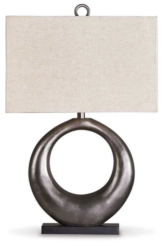 Saria Metal Table Lamp | 19 x 8.88 x 29 in | Fabric & Metal | Antique Silver Finish