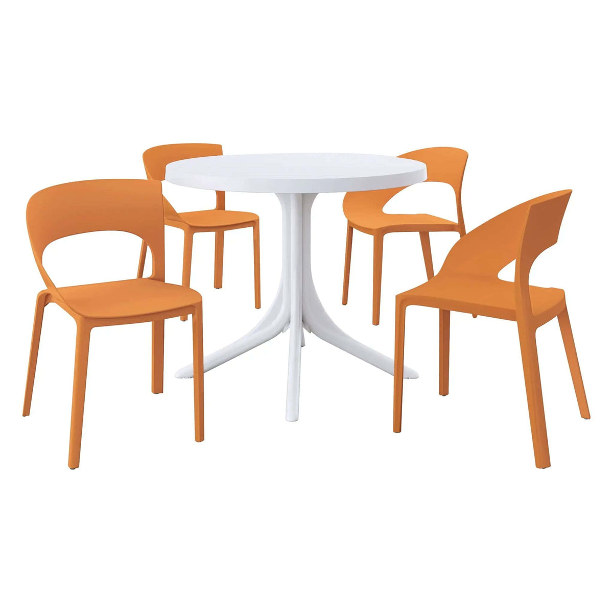 4 Piece Set Of Modern Designed Single Chairs With Round Table | 4-Piece Set | Metal | Outdoor Living