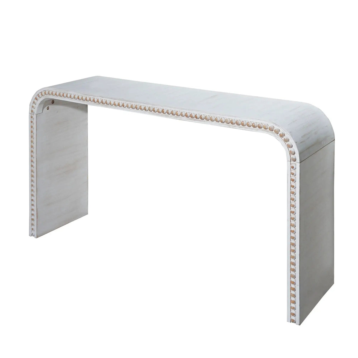Waterfall Console Table | 59 Inch Width | Wood Trim Accent | Farmhouse Finish
