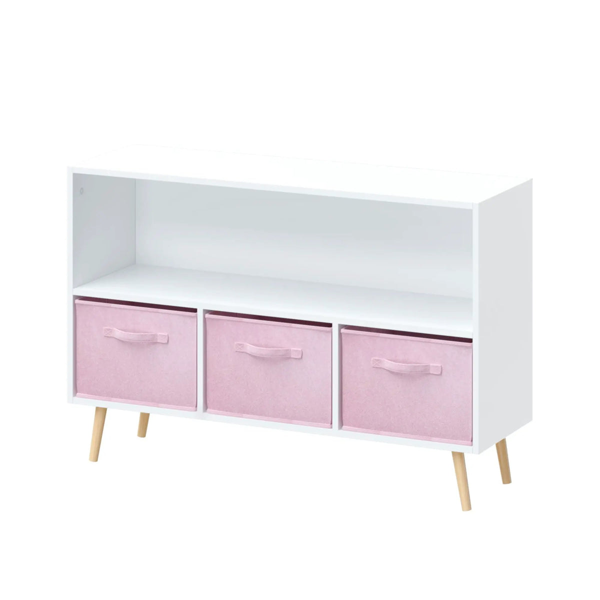 Bookcase With Collapsible Drawers | Three Fabric Drawers | Tip-Over Restraint | Book Display Organizer
