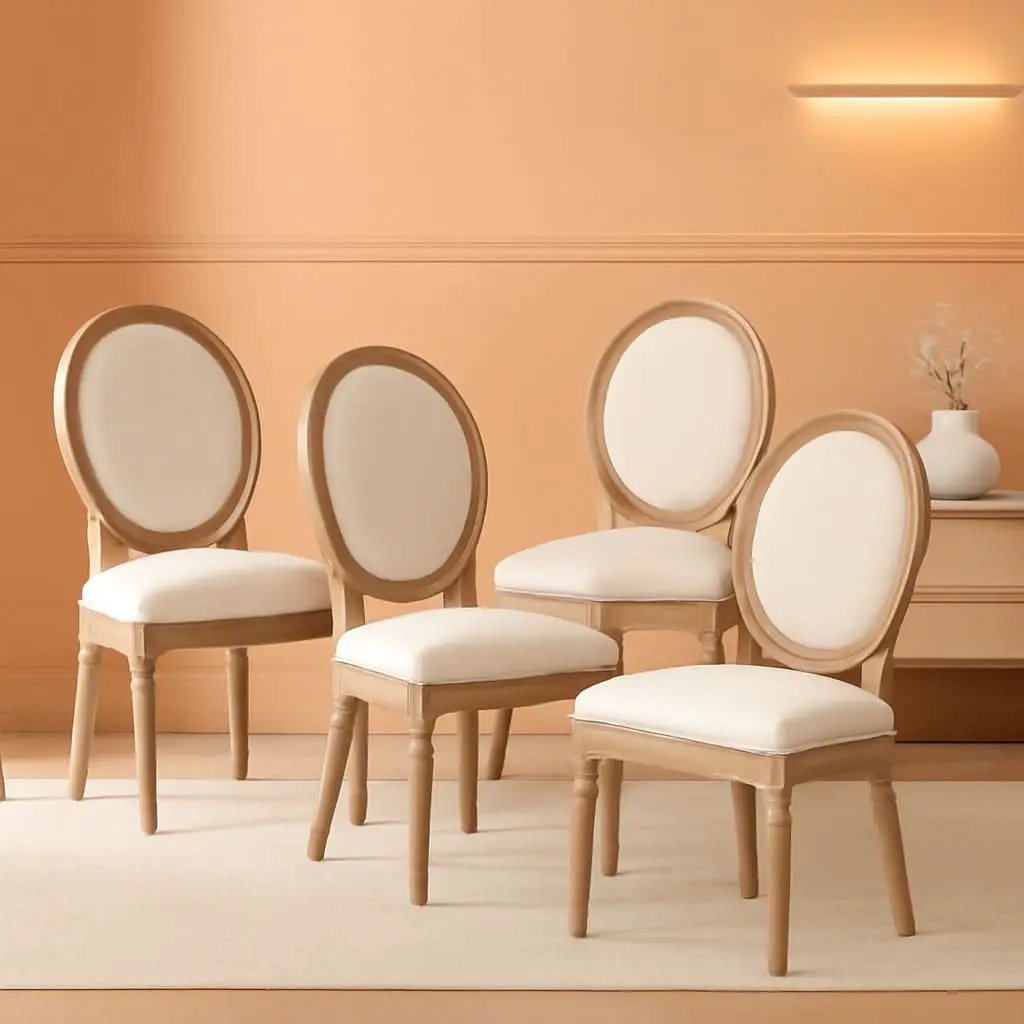 French Country Dining Chairs Set Of 4 With Carved Solid Wood Frames from PriceLows™