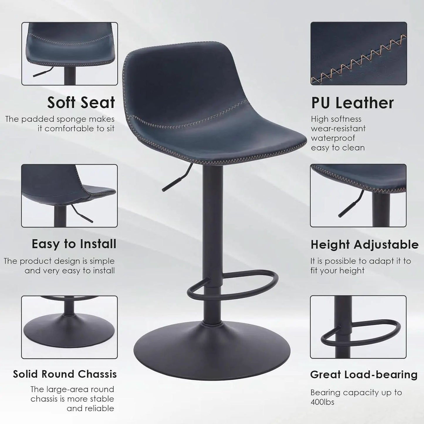 Adjustable Bar Stools Set Of 2 With Swivel Back Support from PriceLows™
