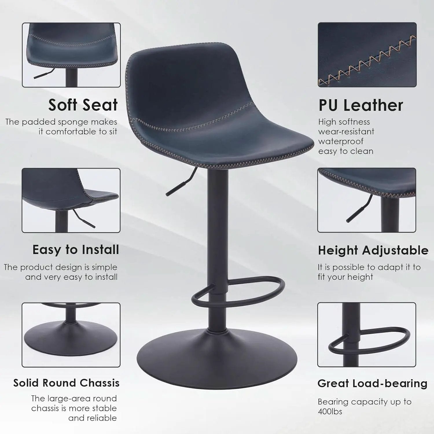 Adjustable Bar Stools Set Of 2 With Swivel Back Support from PriceLows™