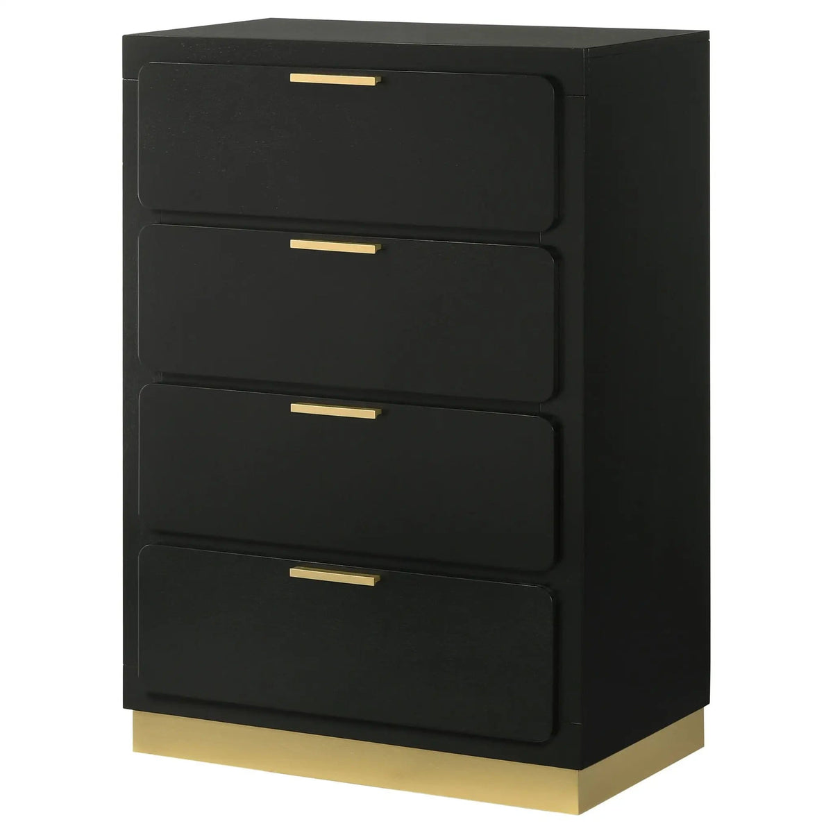 Caraway 4-drawer Bedroom Chest | 31 x 17.25 x 44.5 in | Rubberwood & Engineered Wood | Black