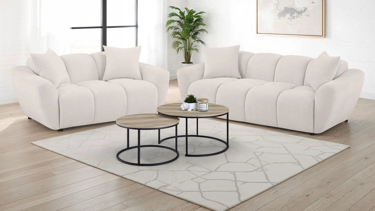 Destino 2-piece Chenille Splayed Arm Sofa Set Greige | 2-Piece Set | Chenille | Living Room