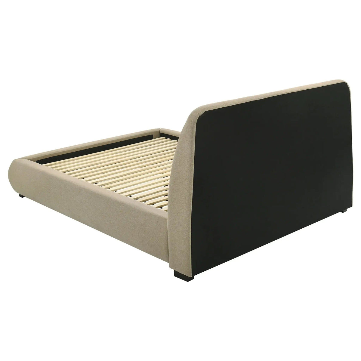 Mokena 46-inch Upholstered Queen Platform Bed | 72.75 x 95.25 x 45.5 in | Engineered Wood | Brown