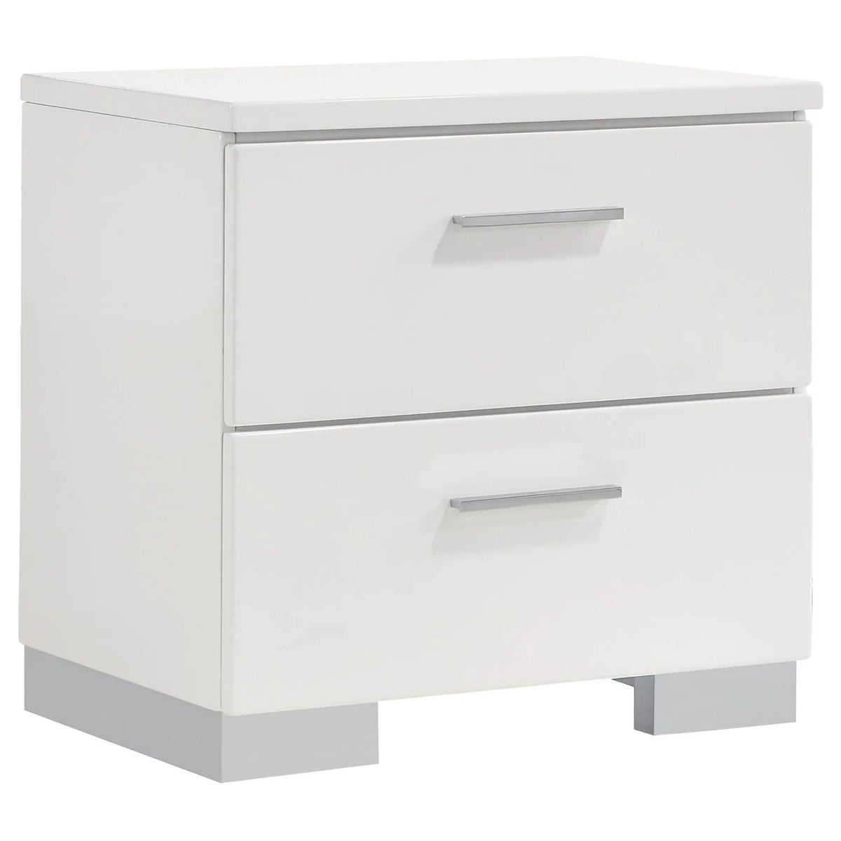 Felicity 4-piece Twin Bedroom Set White High Gloss | 4-Piece Set | Faux Leather & Metal | Bedroom