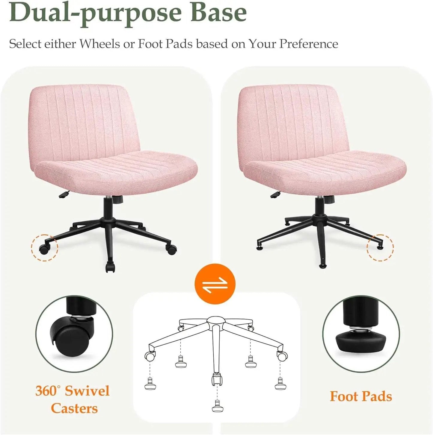 Pink Criss Cross Office Chair With Wheels Armless Swivel from PriceLows™