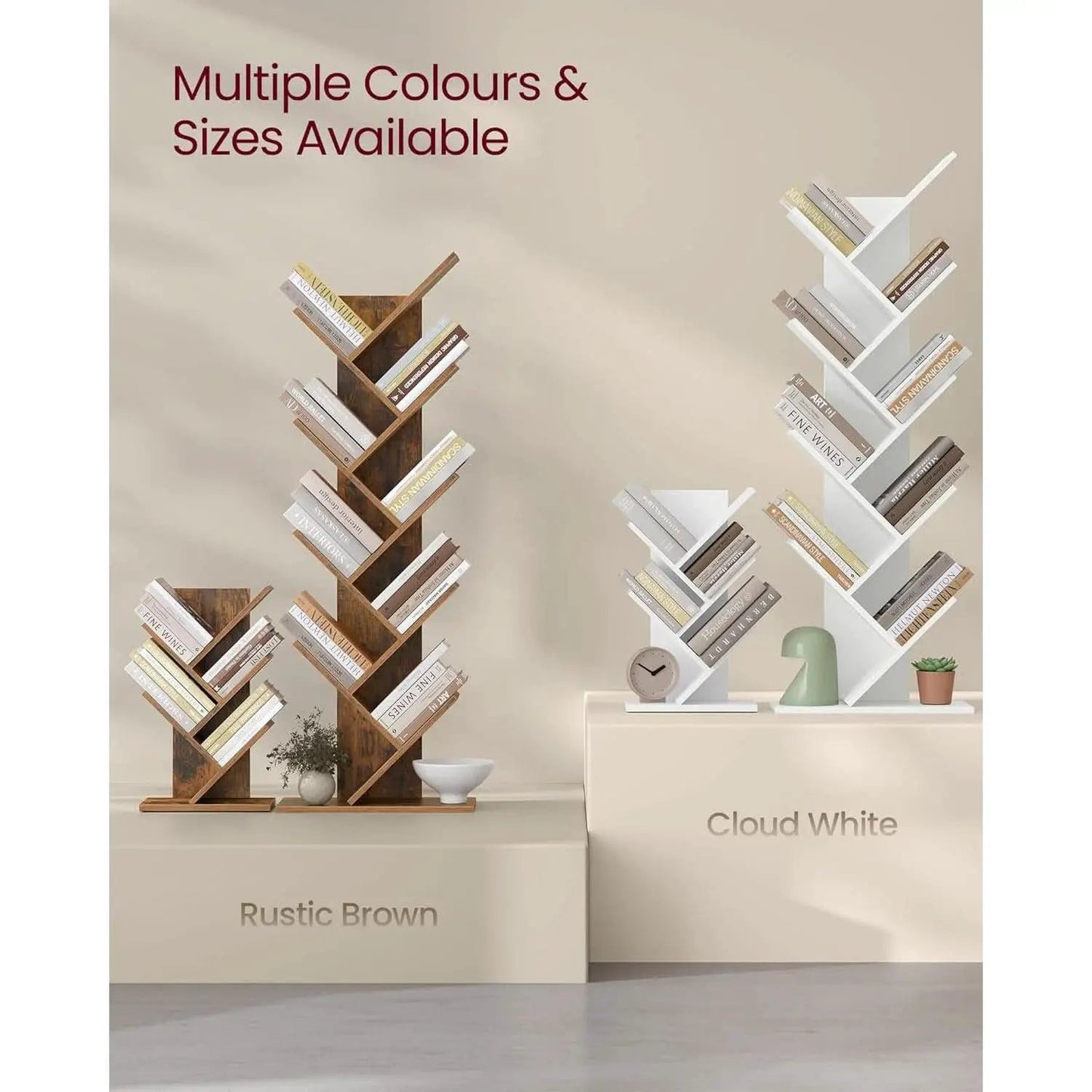 Cloud White Tree Bookshelf Five Tier Corner Shelf Unit from PriceLows™