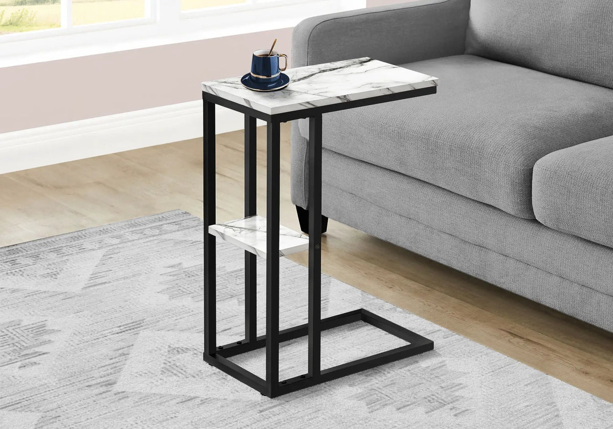C-Shaped Accent Table | Slide-Under Base | Rectangular Tabletop | Sturdy And Lightweight