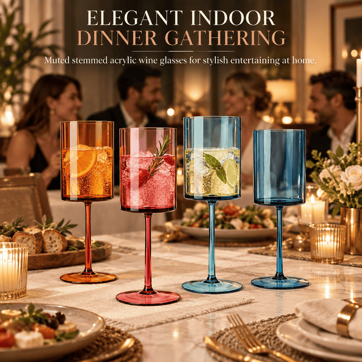Eze Acrylic Stemmed Wine Glassware | 14 oz | Set of 4 | Acrylic