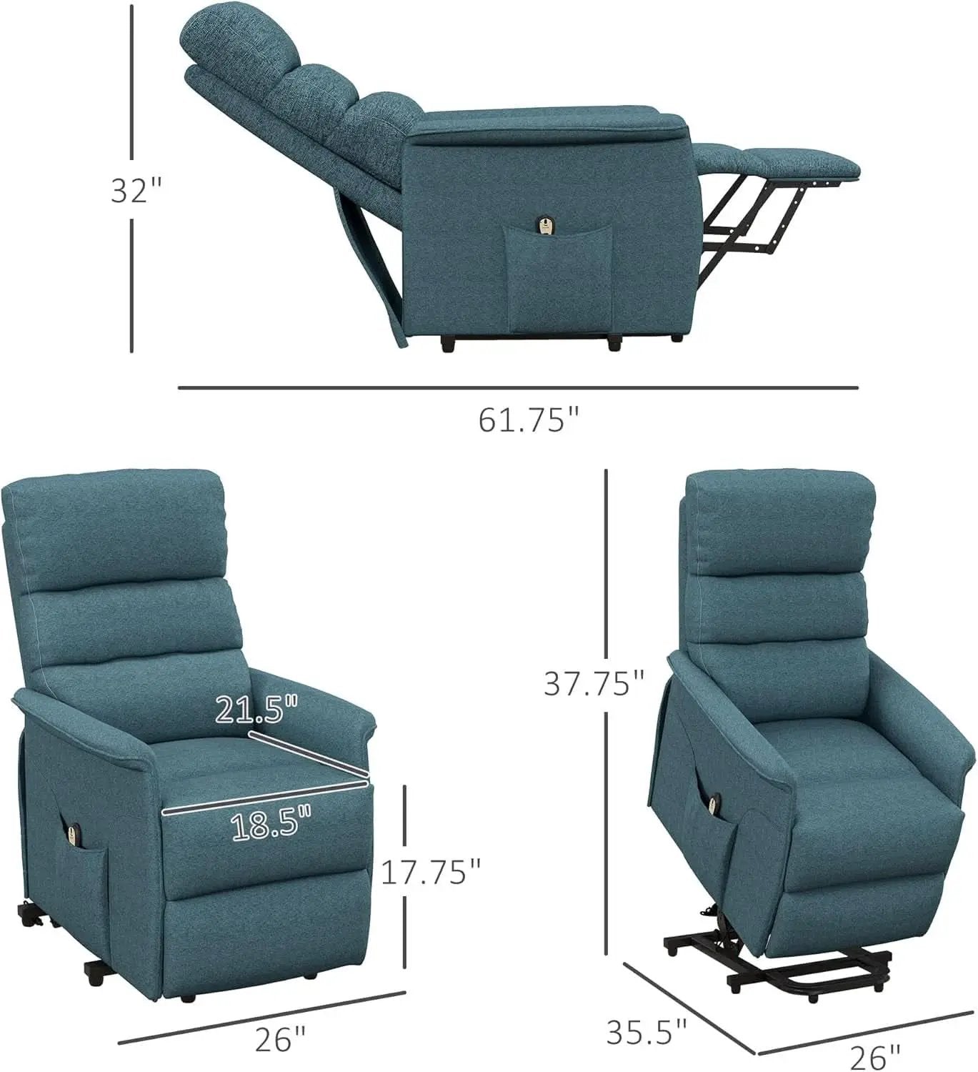 Blue Power Lift Recliner Chair With Remote Control from PriceLows™