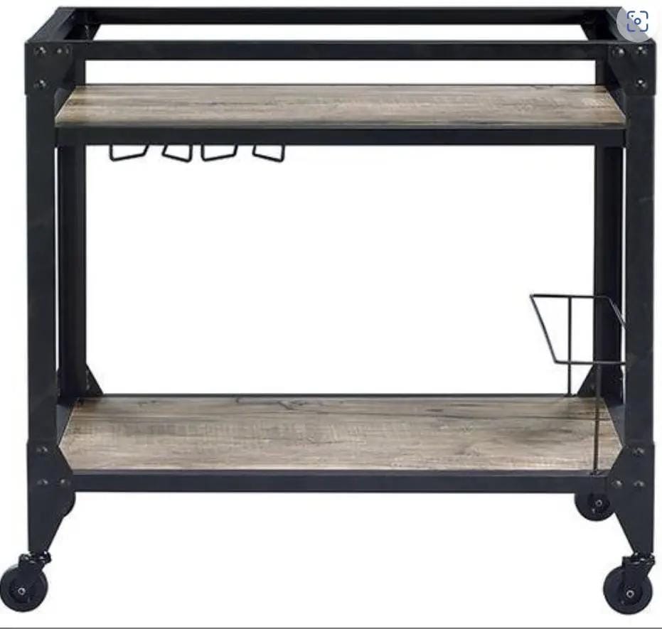Jorgensen Serving Cart | 16 x 32 x 31 in | Metal & Wood | Charcoal