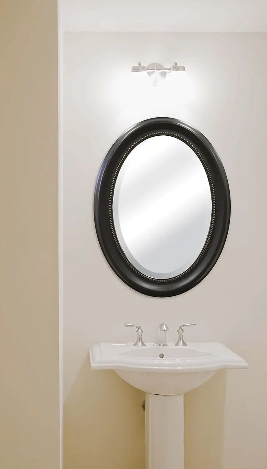 Bronze Oval Wall Mirror 22.5 By 29.5 Inches With Beaded Inner Edge Vertical Or Horizontal Mount from PriceLows™
