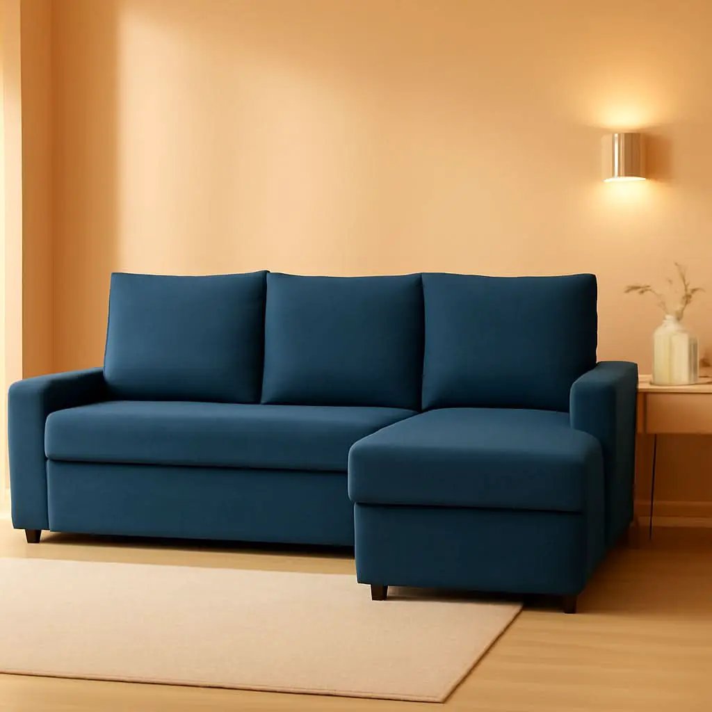 Snug Fit Friheten Sofa Slipcover With Chaise Navy Blue from PriceLows™