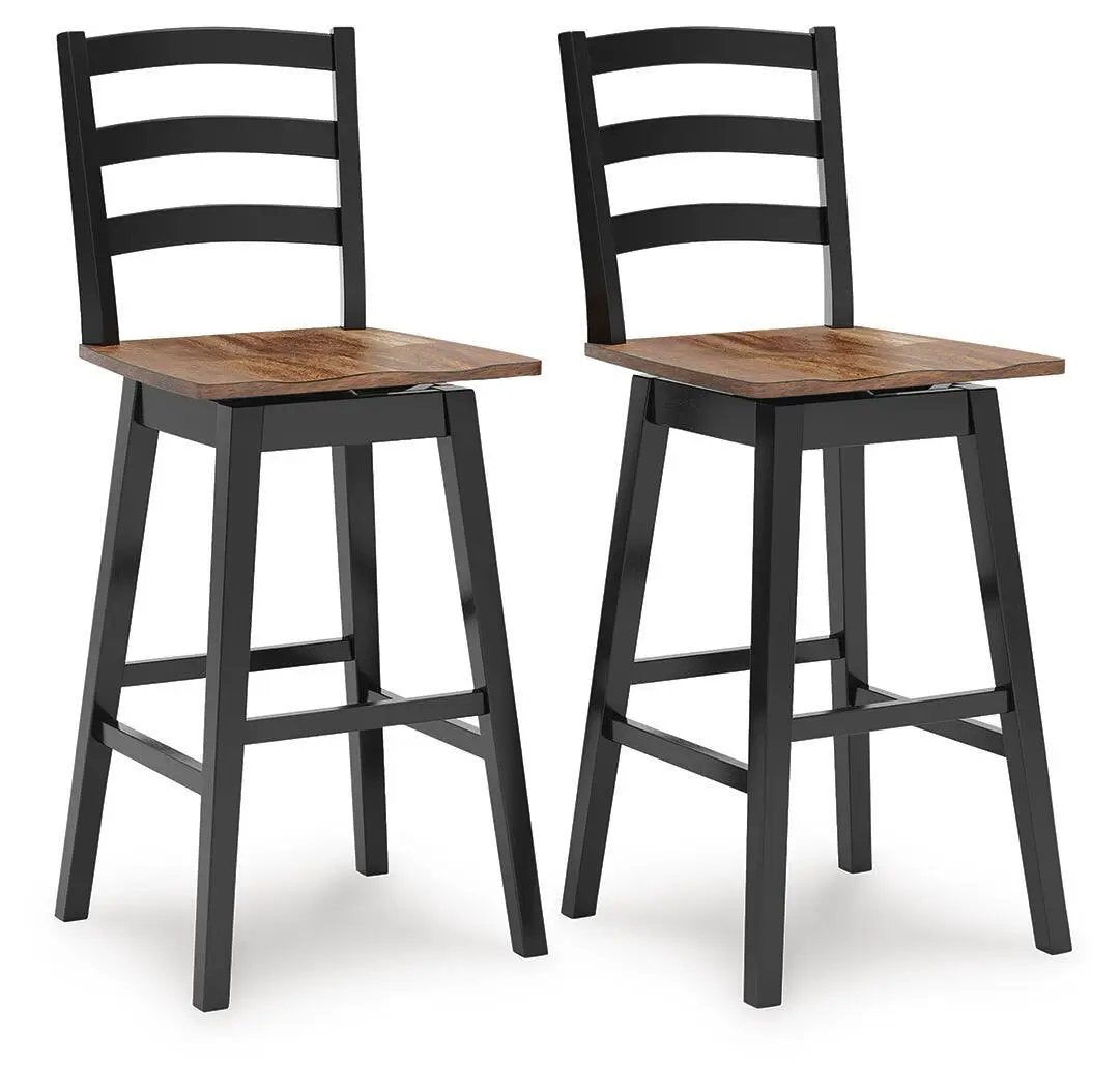 Wildenauer Swivel Stool | Set Of 2 | Butcher-Block Style Seat | Farmhouse Motif