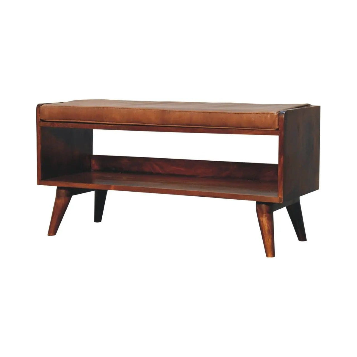 Solid Wood Bench With Upholstered Sea | 3 Pieces | Mango Wood | Home