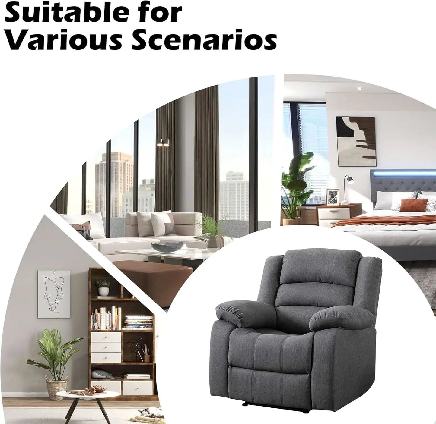 Oversized Grey Electric Recliner Chair For Living Room from PriceLows™