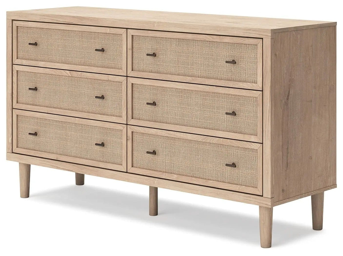 Cielden Six Drawer Dresser | 62.01 x 19.65 x 35.67 in | Engineered Wood & Linen | Two-Tone