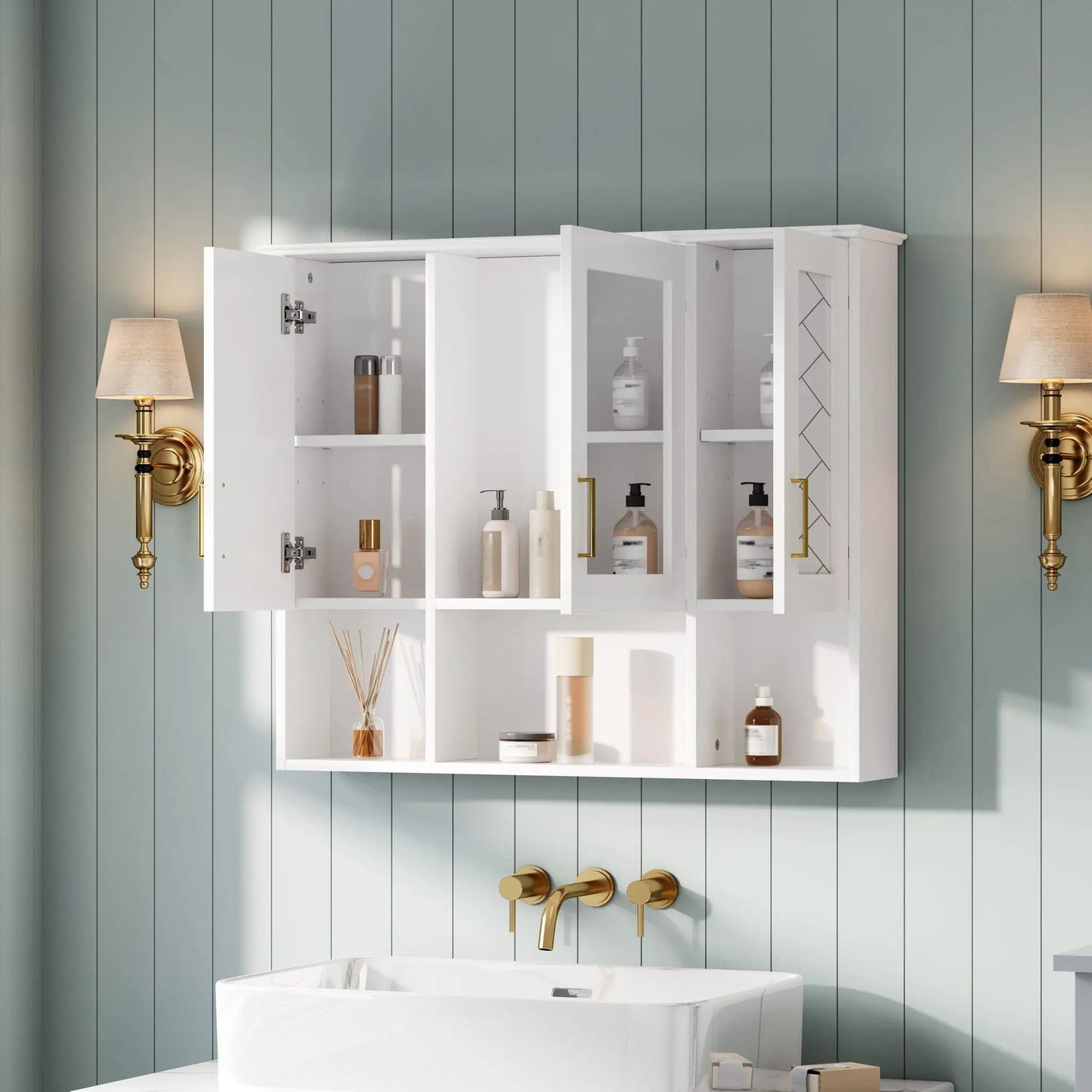 Modern Wall Mounted Medicine Cabinet With Adjustable Shelves, Soft Close Doors, High Define Mirror from PriceLows™