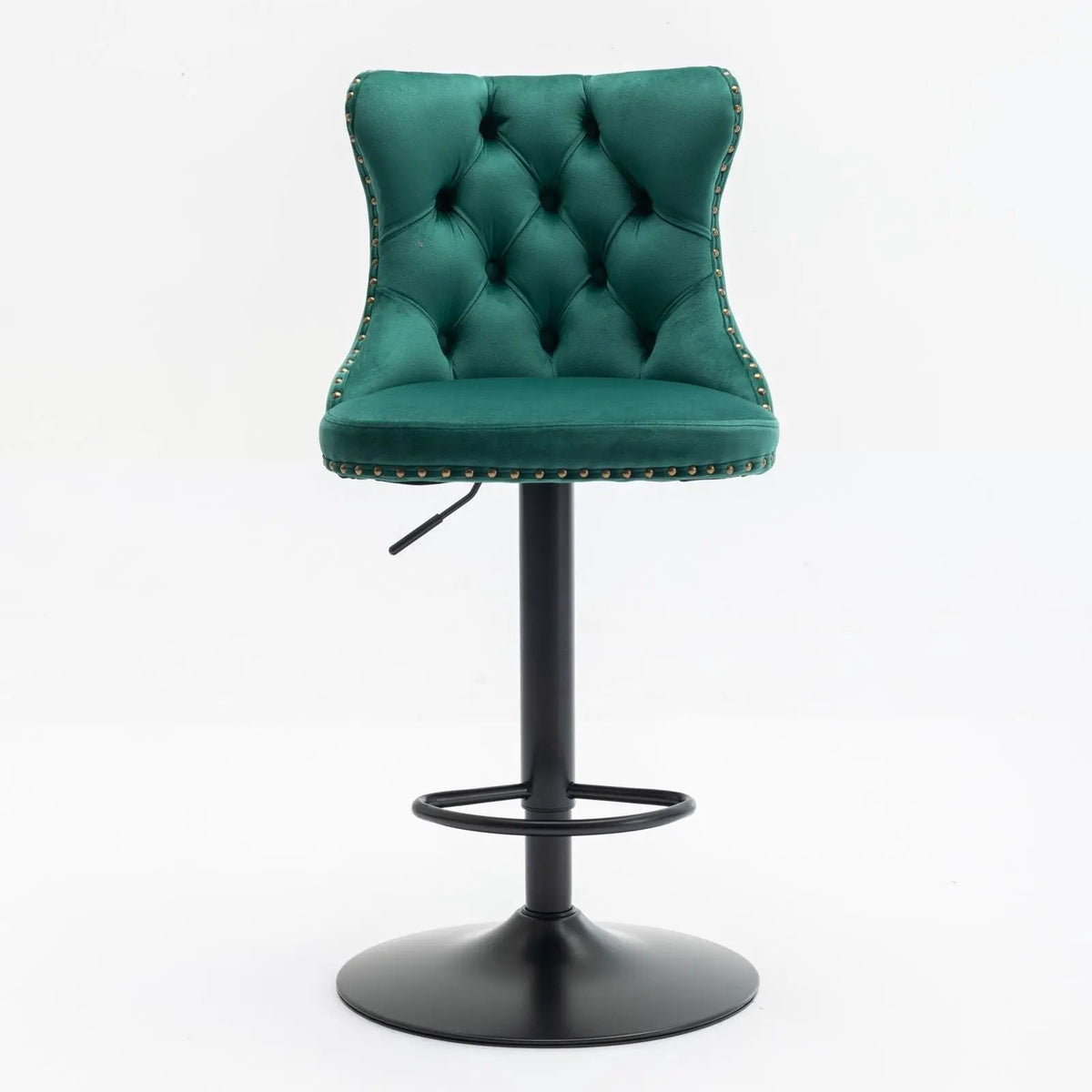 Swivel Barstools | Adjustable Height | Tufted Back With Nailheads | Set of 2