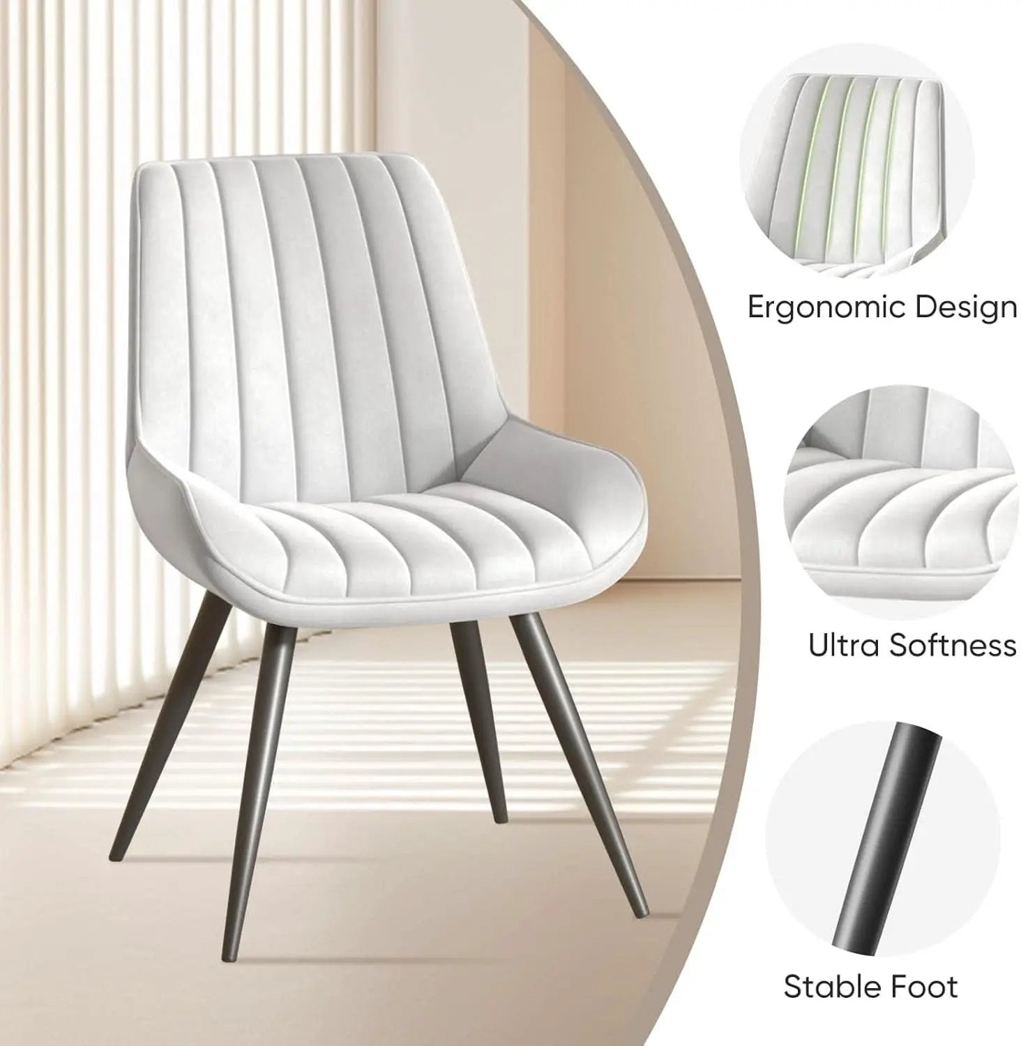 White Upholstered Dining Chairs With Thick Cushions from PriceLows™