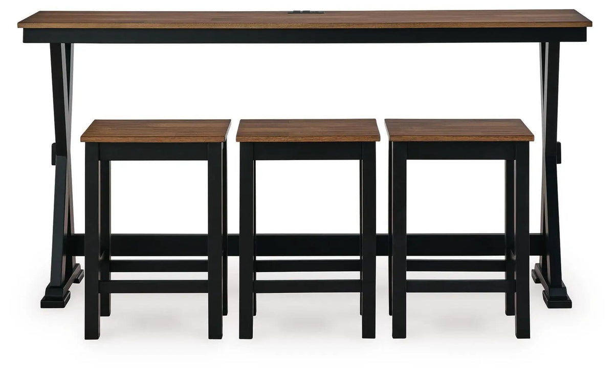 Wildenauer Rectangular Dining Room Counter Table Set (Set of 4) | 72.13 x 16 x 36 in | Mango Wood & Mdf | Brown / Black