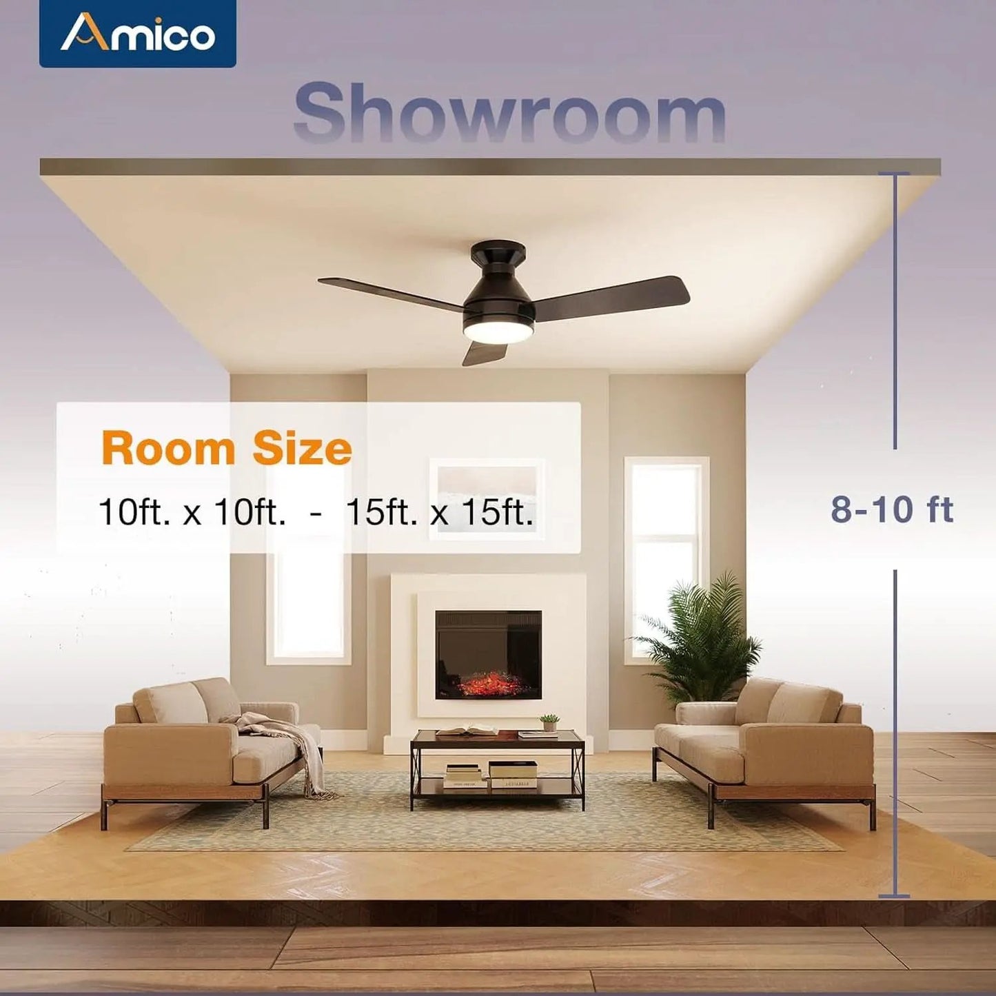 42 Inch Black Low Profile Ceiling Fan With Light And Remote from PriceLows™