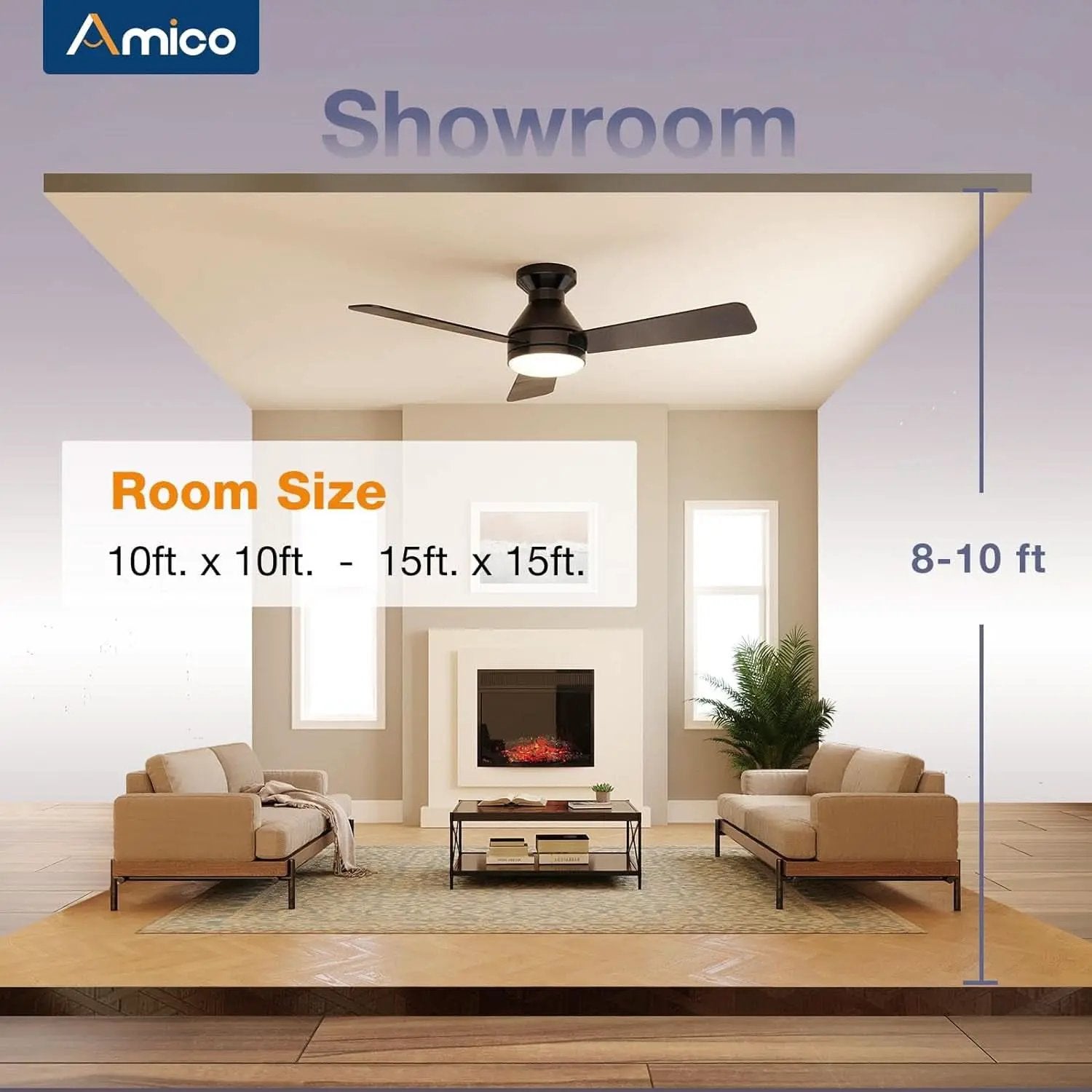 42 Inch Black Low Profile Ceiling Fan With Light And Remote from PriceLows™