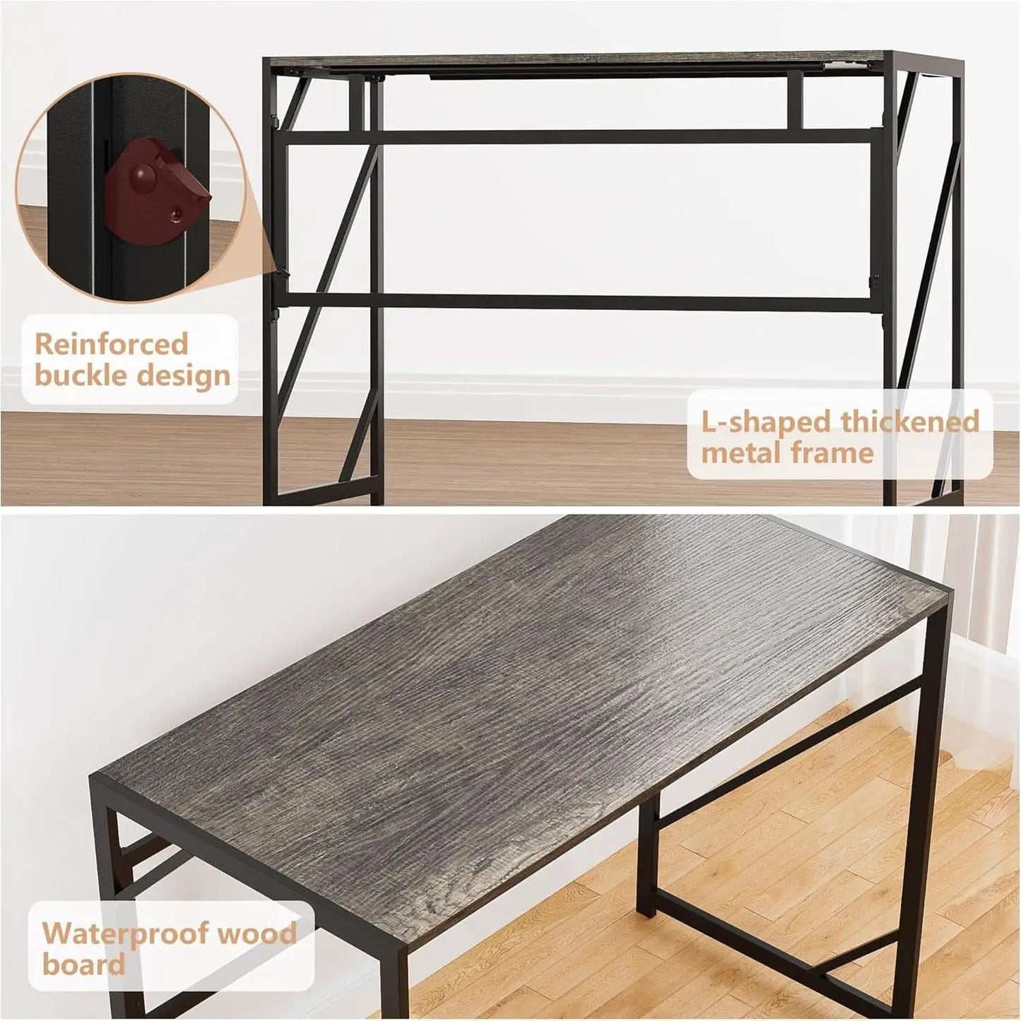Folding Desk Compact No Assembly For Small Home Office from PriceLows™
