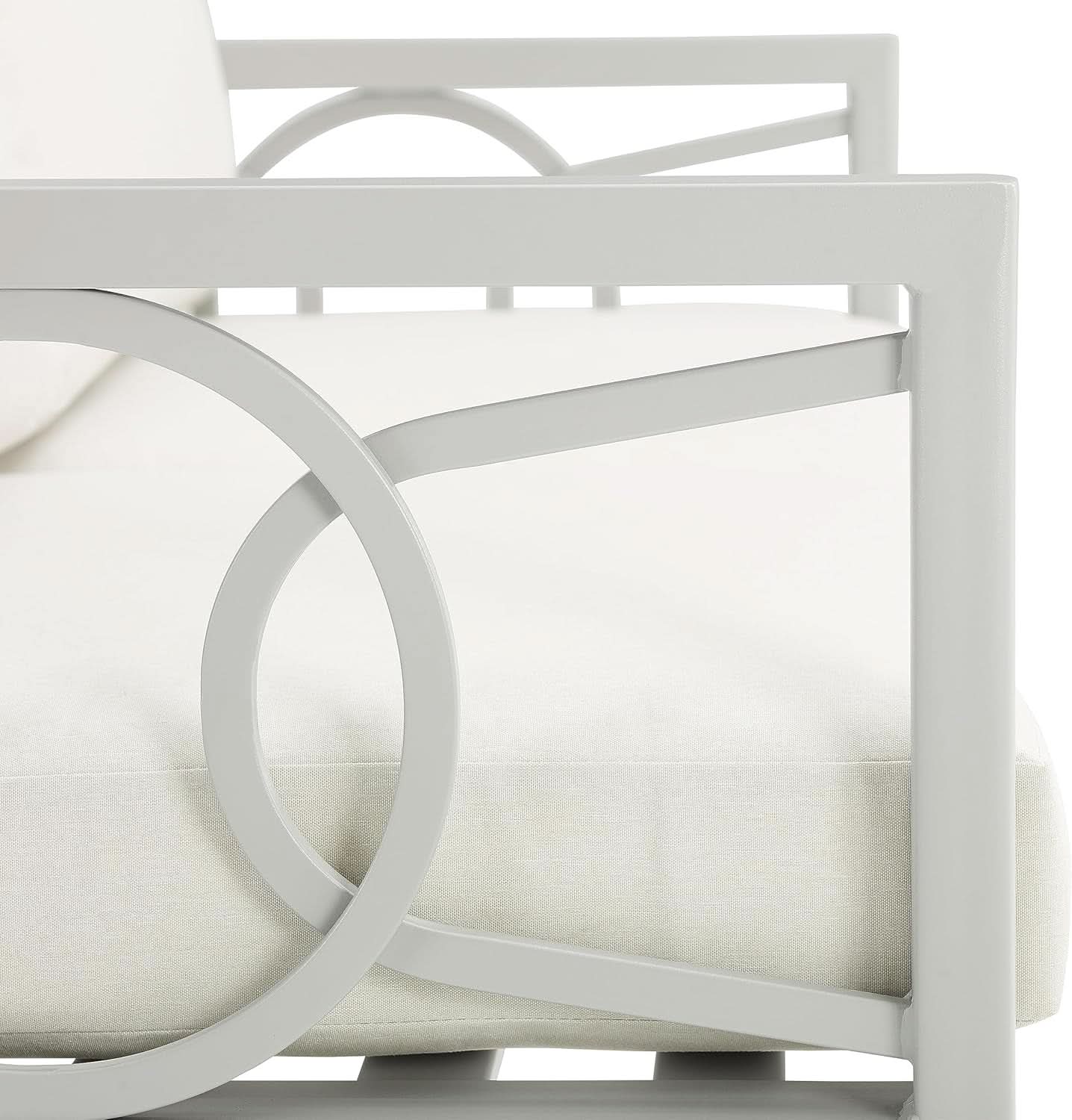 2 Piece Outdoor Coffee Table And Loveseat Set Gray Frame Creme Cushions from PriceLows™
