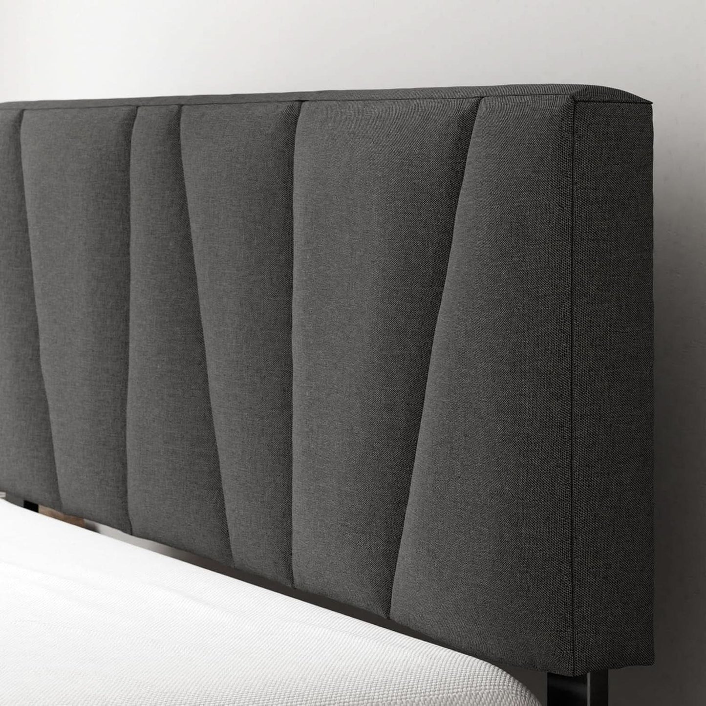 Queen Size Upholstered Bed Frame With Asymmetric Headboard from PriceLows™