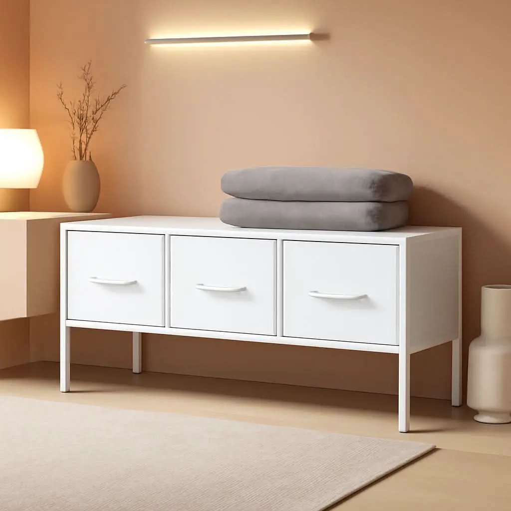 White Closet Storage Organizer With Fabric Drawers from PriceLows™