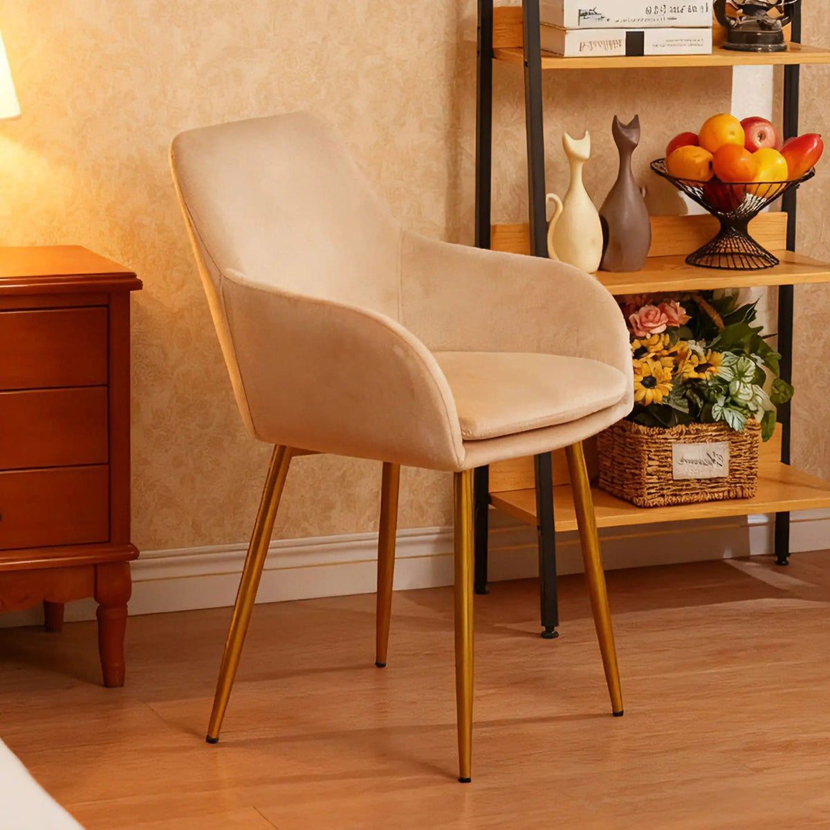 Dining Chair Set For Dining Rooms (Set of 2) - | 23.4 x 21.2 x 33 in | Velvet & Fabric | Beige