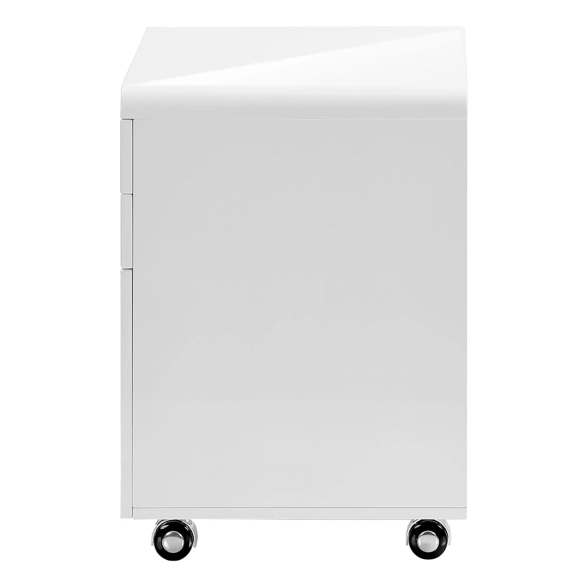Glossy White File Cabinet | Rolling Mobile | Printer Stand | Inset Drawer Handles