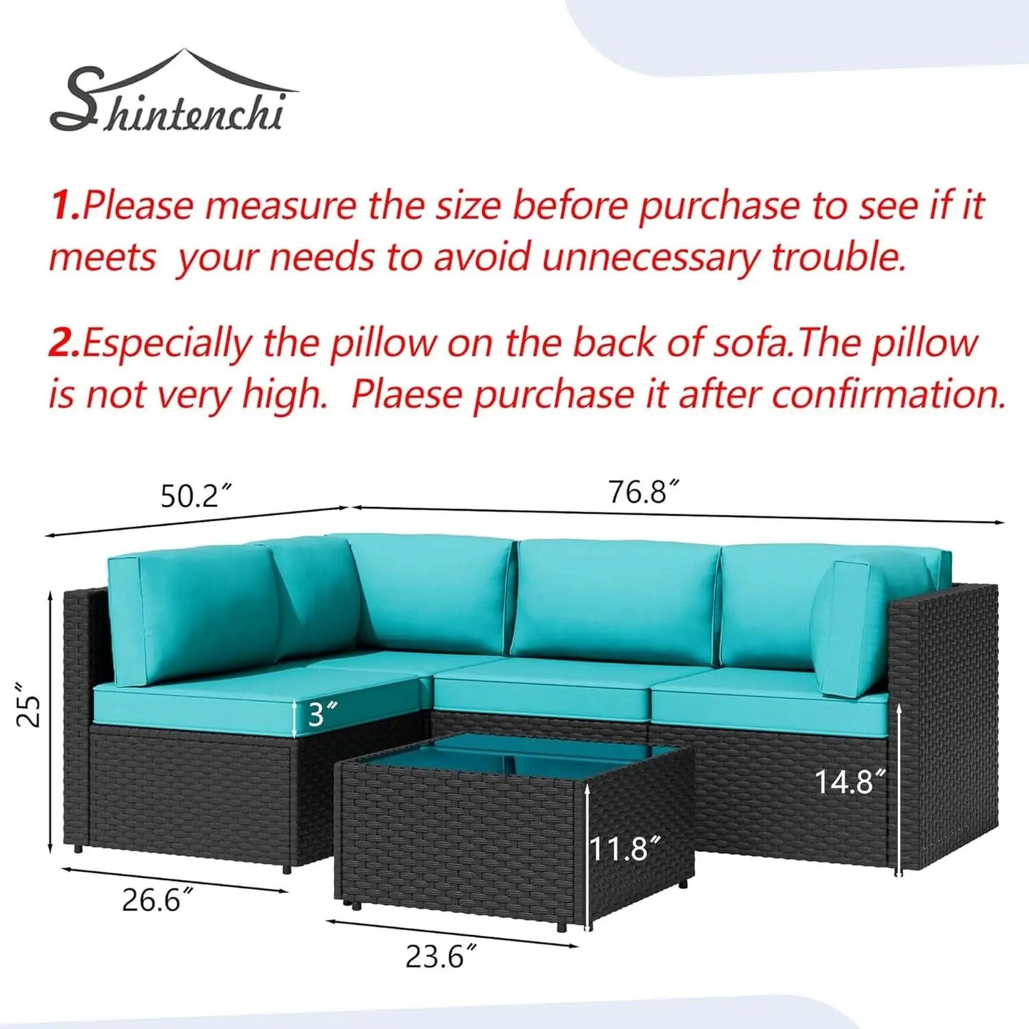 Five Piece Outdoor Patio Sectional Sofa Set Blue from PriceLows™
