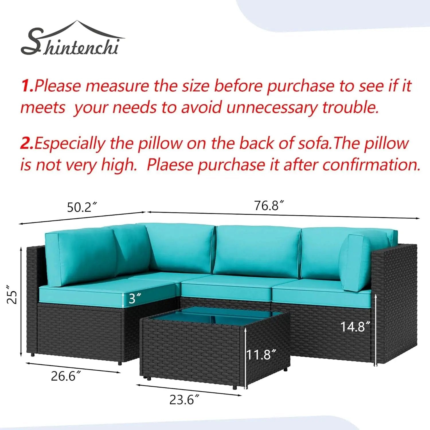 Five Piece Outdoor Patio Sectional Sofa Set Blue from PriceLows™
