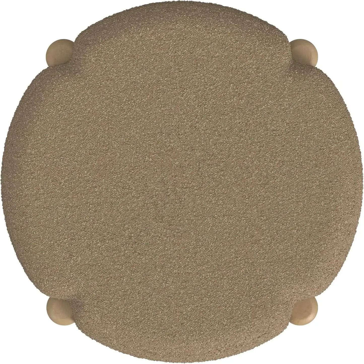 Luna Modern Round Ottoman in Brown Boucle, 22 Inches from PriceLows™