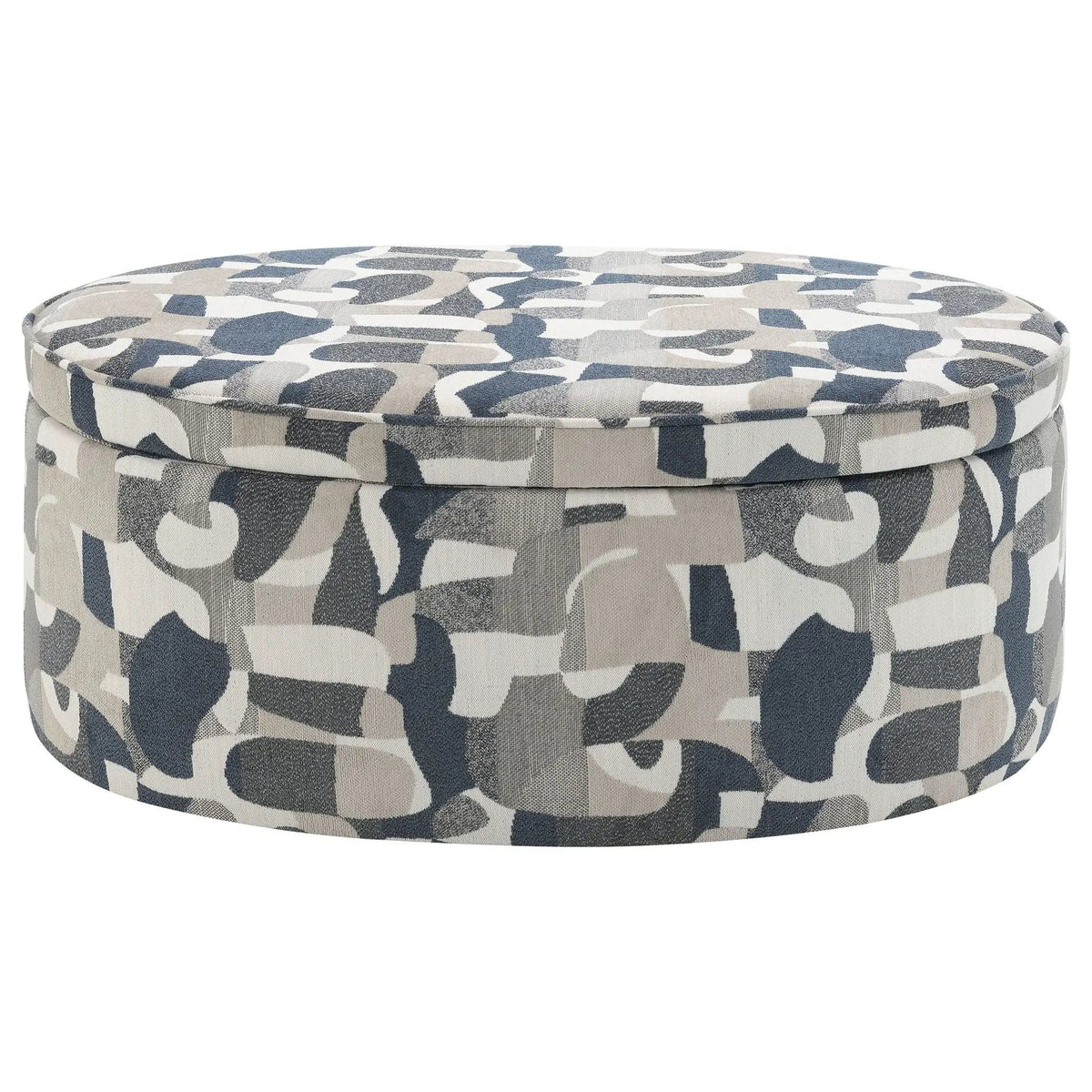 Tomkins Oval Upholstered Storage Ottoman Indigo | 39.25 x 27.5 x 16.5 in | Living Room Furniture | Blue