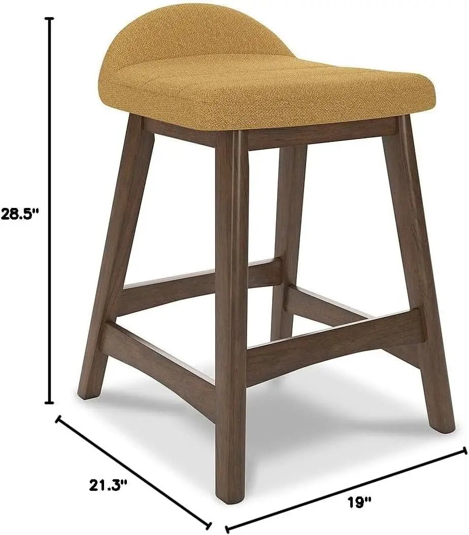Mustard Brown Upholstered Counter Height Bar Stool Set Of 2 from PriceLows™