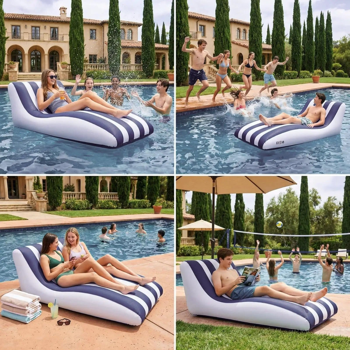 Mediterranean Stripe Pool Lounger | Home Decor | Gift Ready
