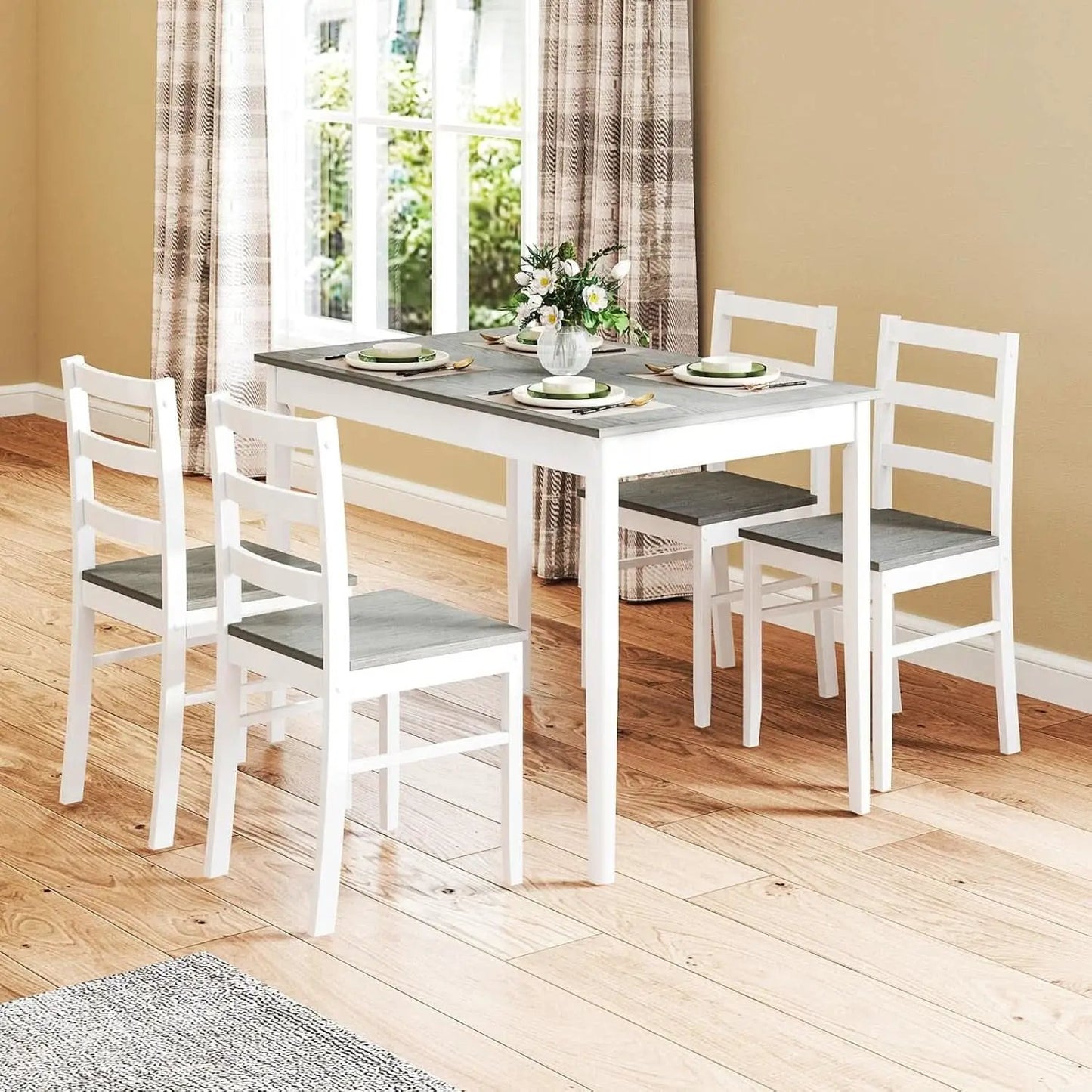 Handcrafted Solid Wood Mid Century Dinette Set Four from PriceLows™