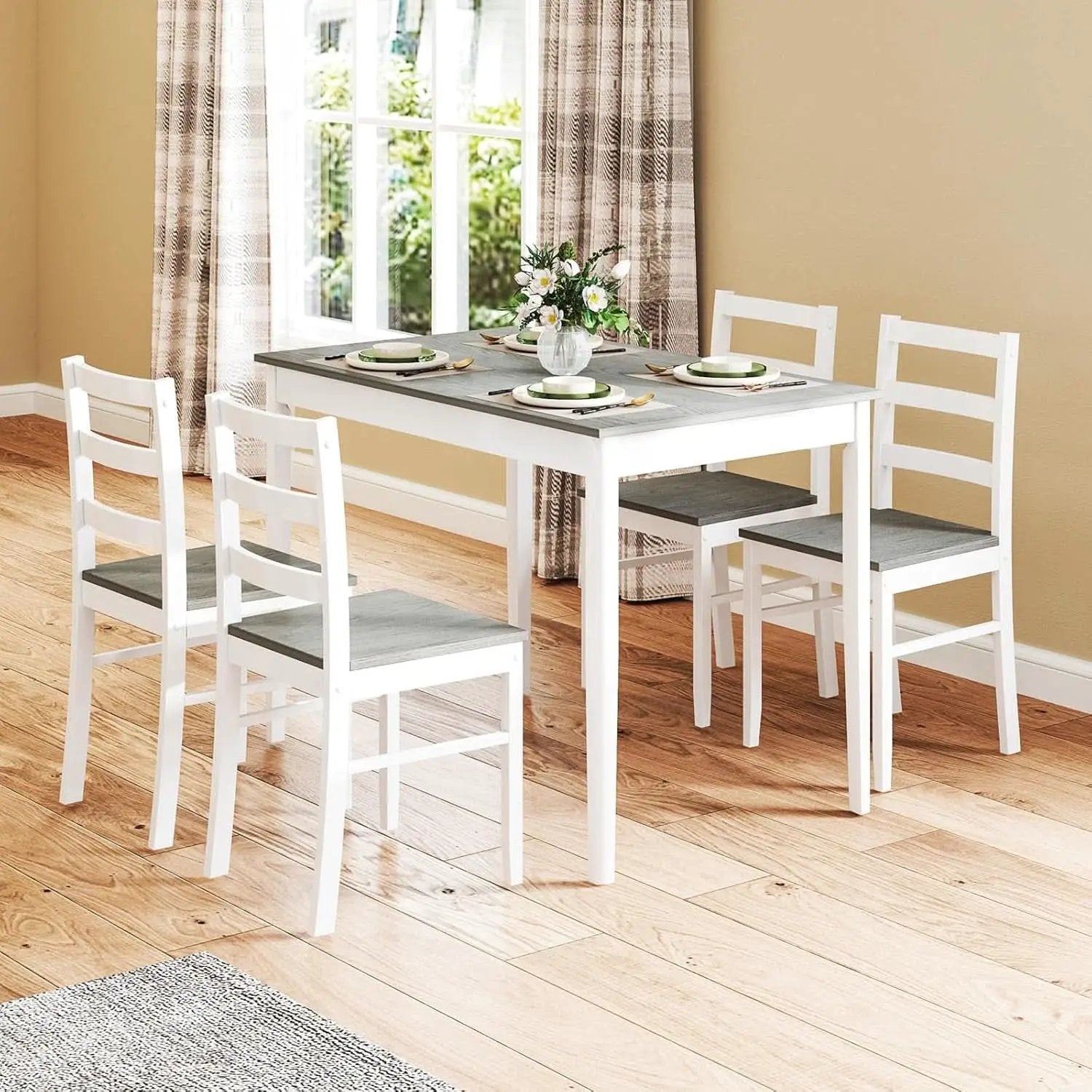 Handcrafted Solid Wood Mid Century Dinette Set Four from PriceLows™