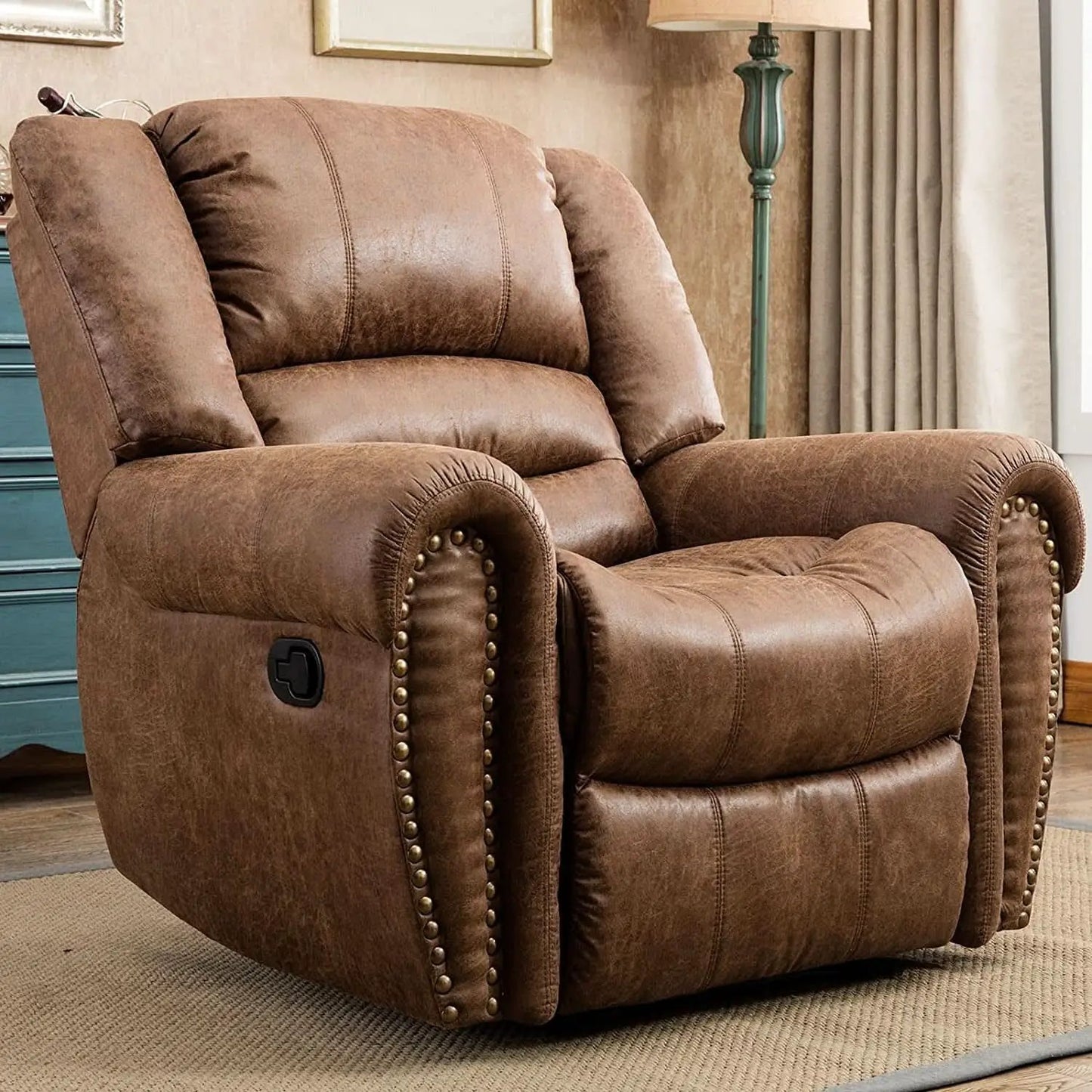 Classic Leather Arm Recliner Chair With Wooden Frame from PriceLows™