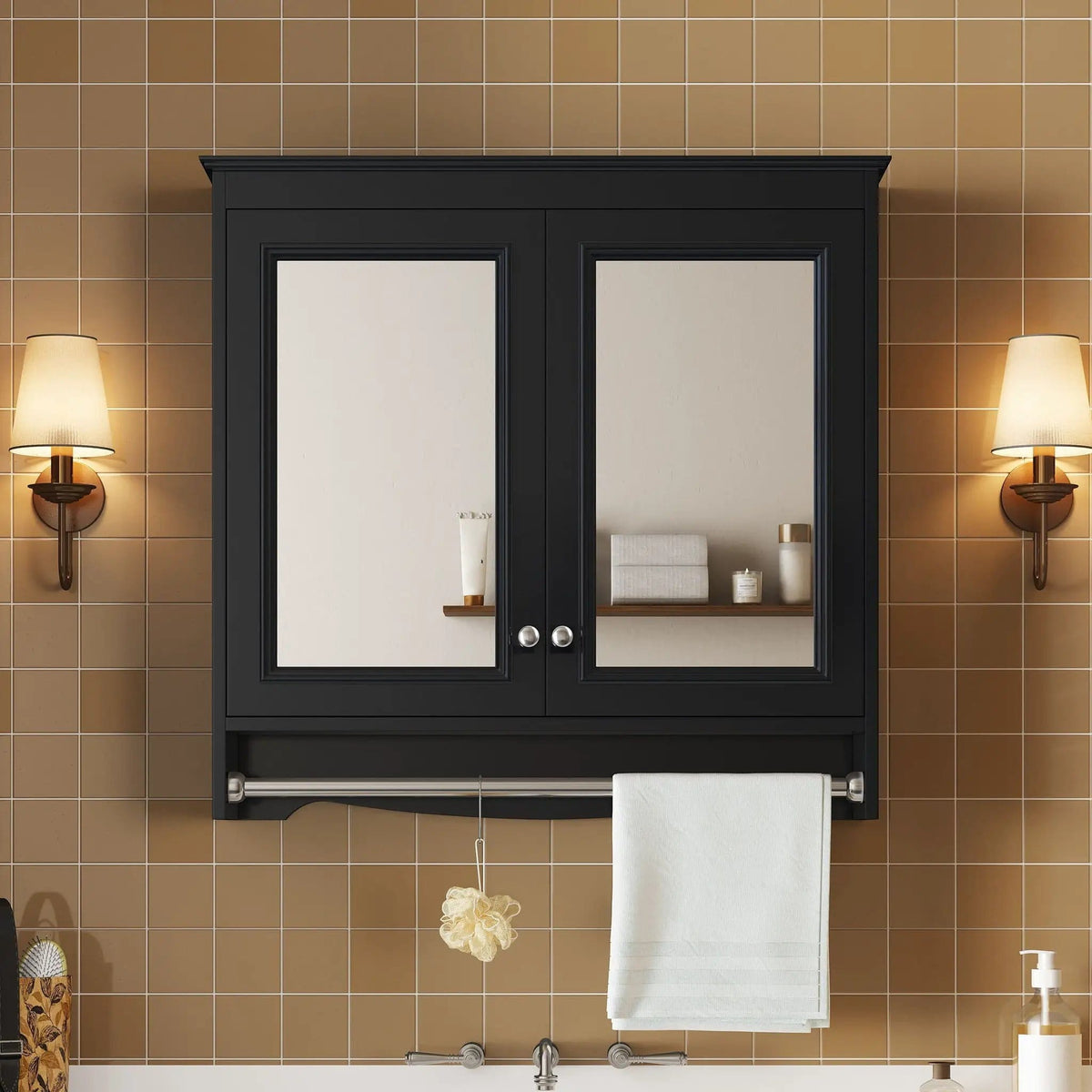 Modern Wall-Mounted Mirror Cabinet With Adjustable Shelves, Soft-Close Doors | 2 Pieces | Home Furniture | Home