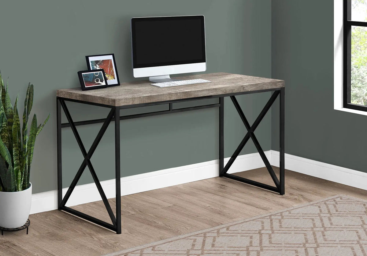 Glossy Computer Desk | 47.25 Inch Width | X-Design Metal Base | Easy-Clean Glossy Surface