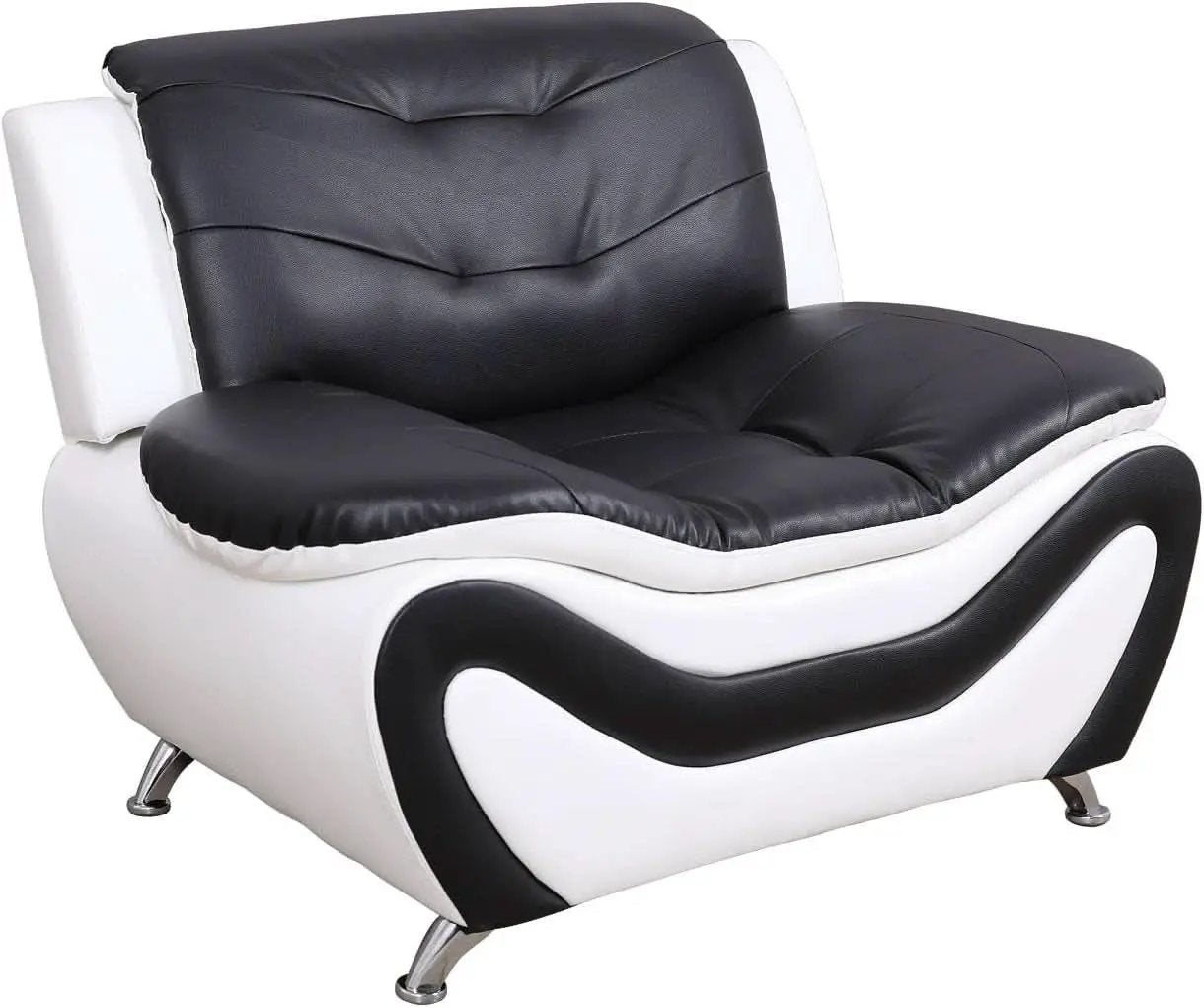 3 Piece Aldo Modern Faux Leather Sofa Set Black And White With Sofa Loveseat And Chair from PriceLows™