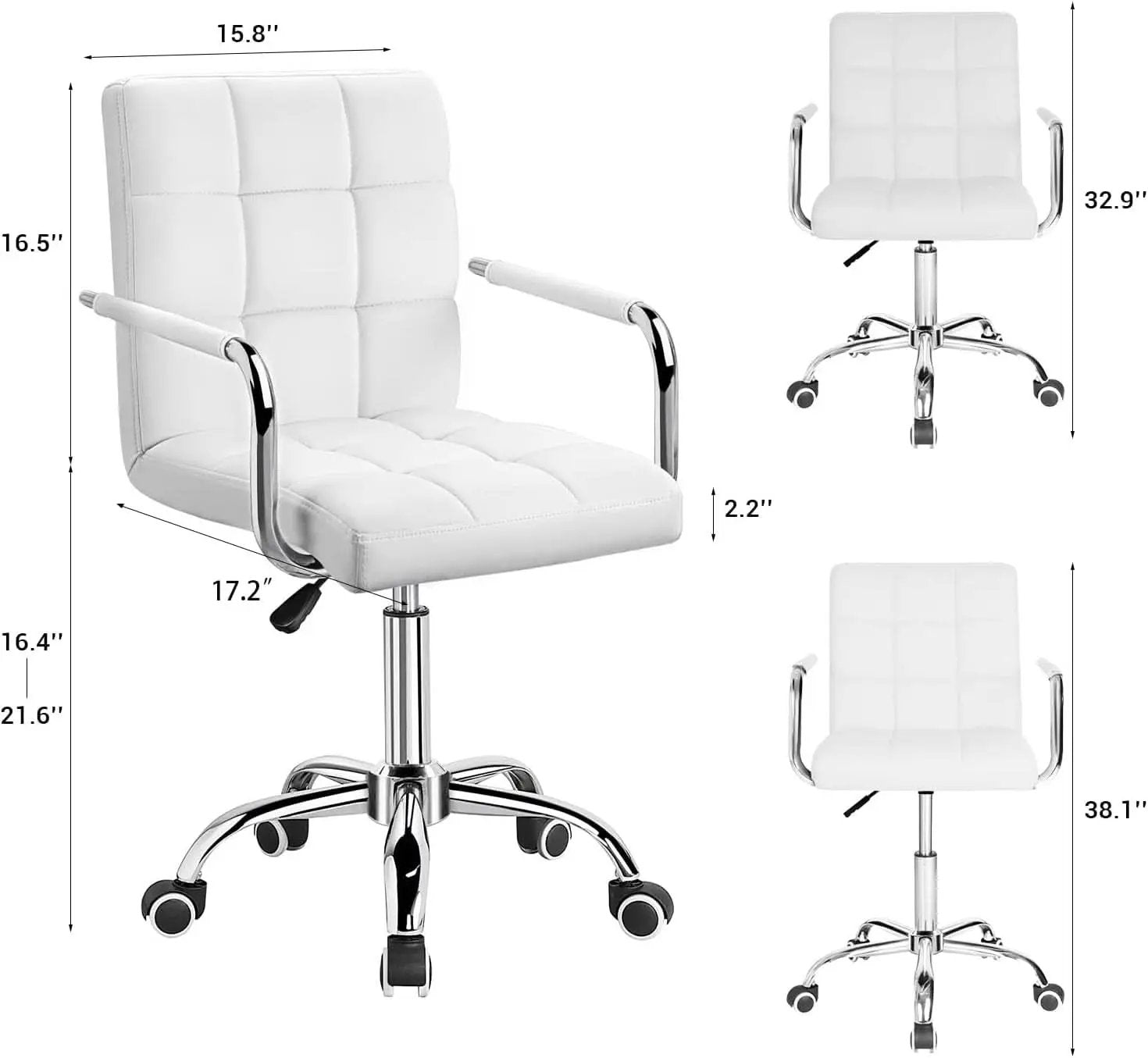 White Mid Back Office Task Chair With Adjustable Height And 360 Degree Swivel from PriceLows™